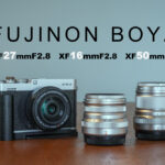 FUJINON BOYZ　お散歩カメラFUJIFILM X-E4にくっつける軽量コンパクトなレンズ3選　FUJINON XF16mmF2.8 R WR、XF27mmF2.8 R WR、XF50mmF2 R WRが揃いました！16mmには七工匠 7LF-M49L-S、50mmにはSQUAREHOODのレンズフード取り付け